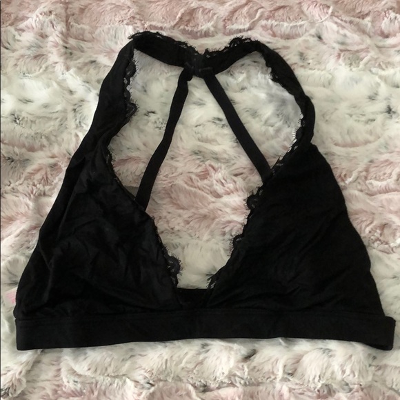 Black lace soft PINK bralette strappy - Picture 1 of 5